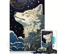 Wolf in Moonlight Adults 1000 Piece Jigsaw Puzzle Recall Fun Play Premium Laser Cut Quality Quiet Time Mind Exercise at Home (38x52cm)