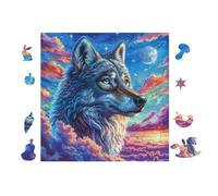 Wolf in Moonlight Forest 100 Pc DIY Jigsaw Puzzle Puzzles for Adults Teens Hard Challenging Team Building Stress Reducing Autumn High-grade Rigid Cardboard 28x28cm