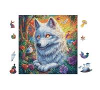 Wolf in Moonlight Forest 100 Pc DIY Jigsaw Puzzle Puzzles for Adults Teens Hard Challenging Team Building Stress Reducing Autumn High-grade Rigid Cardboard 28x28cm