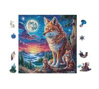 Wolf in Moonlight Forest 100 Pcs Jigsaw Puzzle Bundle Family Puzzle Lovers Fun Family Game Mindful Activity Spring Gift Precision Cut Cardboard 28x28cm