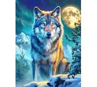 Wolf in Moonlight Forest 500 Piece Complete Jigsaw Puzzle Set Magical Accompany Fairy Tale Teens Beginners Educational Challenge Puzzle Fans Group Play Anniversary Fathers Thick Cardboard 500 PCS