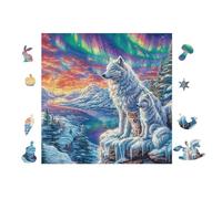 Wolf in Mountain Forest 100 Pc Classic Jigsaw Puzzle Puzzle for Adults Hard Challenging Hobby Home Decor Poster High-grade Rigid Cardboard 28x28cm