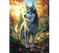 Wolf in Mountain Forest 300 Piece Premium Jigsaw Puzzle Adult Jigsaws Brain Training Hobby Home Decor Winter Gift Unique Shaped Eco Friendly Material 300 PCS