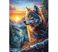 Wolf in Mountain Forest Sunset 500 Piece Complete Premium Jigsaw Puzzle Collectors Mind Relaxation Educational Decorative Puzzle Gifts for Adults Premium Cardboard 500 PCS