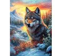 Wolf in Mountain Sunset 1000 Piece Jigsaw Puzzle For Men Educational Decompression Adults Anxiety Memory Care Mothers Valentines Gift Sturdy Paperboard 1000 PCS