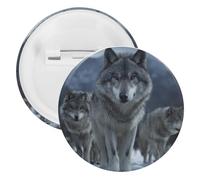 Wolf in Night Moon Round Tinplate Brooches Colorful Fashion Button Pins Badge for Backpacks Shirts Scarf