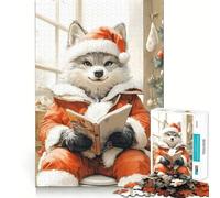 Wolf in Santa Suit Reading 1000 Piece Puzzle For Adults Problem Solving Toy Professional Grade Cutting Relaxing Indoor Group Activity (38x52cm)