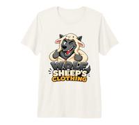 Wolf in Sheep’s Clothing Funny Wolf Design Premium T-Shirt