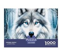 Wolf in Snow 1000 Pieces Adult Jigsaws - Blue-eyed Wolf Forest Suitable for Wall Decompression Fun And Challenging Family Game52x38cm/1000pcs