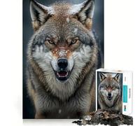 Wolf in Snow 1000 Pieces Puzzles for Adults Mind Exercise Play Precision Cut Smooth Edges Relaxing Indoor Group Activity (38x26cm)