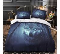 Wolf in Snow Duvet Cover 3D Design Printed Hypoallergenic 3 Pieces Bedding Set Zipper Fantasy Forest Scene Quilt Cover Ultra Soft Durable for Teens Kids Girls Boys Women Adults King（220x240cm）