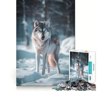 Wolf in Snowy Forest Jigsaw for Teenagers1000 Pieces Mind Skill Play Laser Cut for Flawless Fit Quiet Time Mind Exercise at Home (50x75cm)