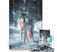 Wolf in Snowy Forest Jigsaw Puzzle 1000 Piece Cognitive Fun Play Precise Interlock Structure Bonding Activity for Loved Ones (38x52cm)