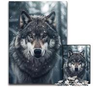 Wolf in Snowy Forest Puzzles 1000 Pieces for Adults Wooden Jigsaw Puzzles Colorful Home Decor & Interactive Family Game 1000 PCS(38x26cm)
