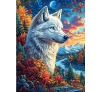 Wolf in Snowy Mountain Sunset 500 Pieces Jigsaw Puzzles Mitos Animal Planta For Men Educational Decompression Adults Anxiety Memory Care Mothers Valentines Premium Cardboard 500 PCS