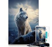 Wolf in Snowy Mountains Puzzles for Adults 1000 Pieces Focus Boost Fun Uniform Size Precise Pieces Bonding Activity for Loved Ones (38x26cm)