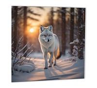 Wolf in Snowy Woods Greeting Card Wolves Birthday Card 147mm x 147mm