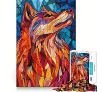 Wolf in Stained Glass 1000 Piece Teenager Puzzles Cognitive Boost Fun Tight Lock No Loose Pieces Engaging Way to Pass Free Hours (38x52cm)