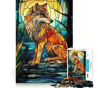 Wolf in Stained Glass Jigsaw Puzzle1000 Pieces Brain Boosting Play Zero Gap Cozy Indoor Entertainment for All (38x26cm)