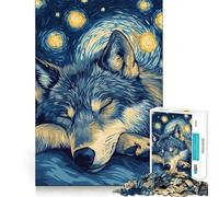 Wolf in Starry Night 1000 Piece Jigsaws for Adults Think Training Play Tight Lock No Loose Pieces Unique Gift for Stress Relief (50x75cm)