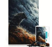 Wolf in Stormy Sky 1000 Piece Jigsaws for Adults Think Training Play Tight Lock No Loose Pieces Unique Gift for Stress Relief (38x26cm)