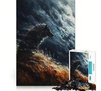 Wolf in Stormy Sky Jigsaw Puzzles1000 Pieces Cognitive Train Fun Flawless Interlocking Pieces Birthday Gift Brain Teaser Toy (38x52cm)