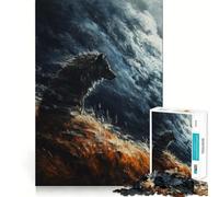 Wolf in Stormy Sky Puzzles for Adults 1000 Pieces Focus Boost Fun Uniform Size Precise Pieces Bonding Activity for Loved Ones (50x75cm)