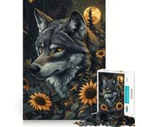 Wolf in Sunflower Field Jigsaw 1000 Pieces for Adults Memory Fun Game Expert Cutting Craftsmanship Relaxing Indoor Group Activity (50x75cm)