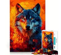 Wolf in Sunset 1000 Piece Teenager Puzzles Cognitive Boost Fun Tight Lock No Loose Pieces Engaging Way to Pass Free Hours (38x52cm)
