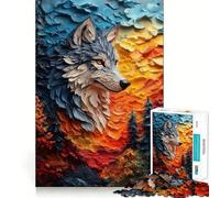 Wolf in Sunset Landscape Jigsaw Puzzle 1000 Logic Thinking Play Expert Cutting Craftsmanship Quiet Time Mind Exercise at Home (50x75cm)