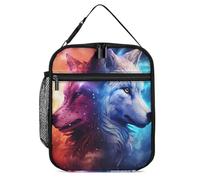 Wolf in The Galaxy Sky Lunch Bag Insulated Bento Box Tote Bags Portable Lunchbag for Women Men Work Picnic