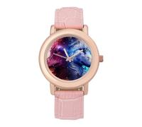 Wolf in The Galaxy Sky Wrist Watches for Women Men Quartz Stainless Steel Watch Easy to Read