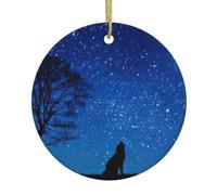 Wolf In The Moonlight Christmas Ornaments, Hanging Festive Decorative Ornament, Perfect for Holiday and Gift