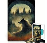 Wolf in The Moonlight Jigsaw for Teenagers1000 Pieces Mental Boost Game Burr Free Clean Cut Pieces Easy to Learn Family Enjoyment (50x75cm)