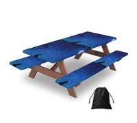 Wolf In The Moonlight Print Camping Essentials Waterproof Camping Table And Bench Cover With Drawstring Bag 183 Cm