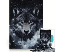 Wolf In The Night Sky Jigsaw Puzzle 1000 Logic Thinking Play Expert Cutting Craftsmanship Quiet Time Mind Exercise at Home (38x52cm)