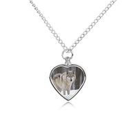 Wolf in The Snow Pet Urn Necklace for Dog Cat Ashes Heart Cremation Keepsake Pendant Memorial Jewelry Gifts for Women Men