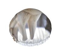 wolf in the snow Shower Cap for Women Men, Elastic and Reusable, Stylish Large Waterproof Shower Bonnet, Washable Hair Bath Caps, Double Layers Bathing Hat for Long Hair, Braids