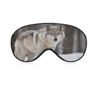 Wolf in The Snow Travel Eye Mask Blackout Eye Mask for Sleeping Airplane Eyemask with Adjustable Strap Sleep Masks for Women Men Soft Night Blindfold Eyemask