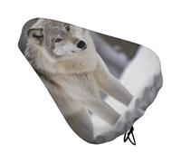 Wolf in The Snow Waterproof Bike Seat Cushion with Drawstring for Women Men Soft Padded Bicycle Seat Cover for Comfort Wide Road Bike Saddles Universal Fit for Mountain Exercise