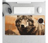 Wolf in The Sun Desk Pad Protector Non-Slip Gaming Desk Mat Waterproof Desktop Mat for Keyboard and Mouse Large Mousepad Smooth Writing Pad for Home Office Work(23.6 X 13.8)