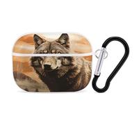 Wolf in The Sun Earbuds Organizer Shockproof Protective Airpods Pro Cover with Carabiner Clip Anti Fall Carrying Earphone Case Cover for Airpods Pro 2nd Generation White