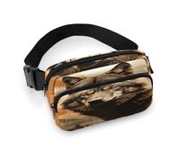 Wolf in The Sun Fanny Pack Belt Bag with Adjustable Strap Fashion Waist Bag for Outdoor Sports Hiking, white, 20x13cm, Full Printed Waist Bag