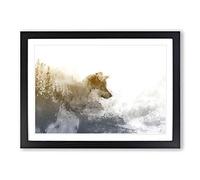 Wolf in The Wilderness in Abstract Framed Print | A2 Black Framed Wall Art | Ready to Hang | Abstract Animal Picture | Living Room Bedroom Lounge Office