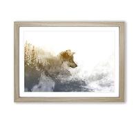 Wolf in The Wilderness in Abstract Framed Print | A2 Oak Framed Wall Art | Ready to Hang | Abstract Animal Picture | Living Room Bedroom Lounge Office