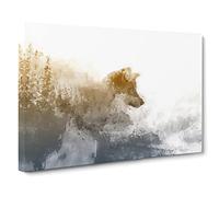 Wolf In The Wilderness In Abstract Modern Art Canvas Wall Art Print Ready to Hang, Framed Picture for Living Room Bedroom Home Office Décor, 30x20 Inch (76x50 cm)