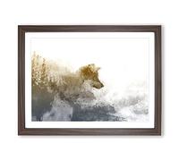 Wolf In The Wilderness In Abstract Modern Art Framed Print | A4 Walnut Framed Wall Art | Ready to Hang | Abstract Animal Picture | Living Room Bedroom Lounge Office