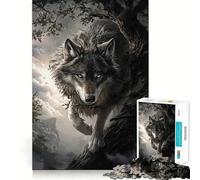 Wolf in The Woods 1000 Piece Jigsaw Brain Skill Game High Precision Die Cut Fascinating Hobby for Idle Moments (50x75cm)