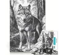Wolf in The Woods 1000-piece Puzzle for Teenagers Focus Memory Game Professional Grade Cutting Relaxing Indoor Group Activity (38x26cm)