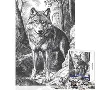 Wolf in The Woods Jigsaw for Adults1000 Pieces Strengthen Mind Clarity And Sharpness Calm Serene Leisure Activity (50x75cm)